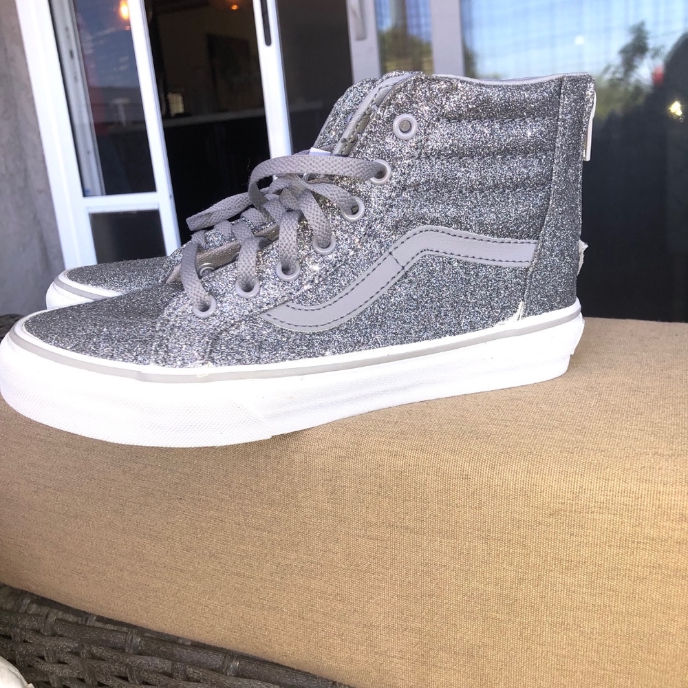 New silver glitter vans